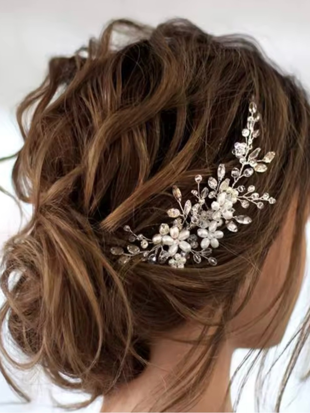 Pearl & Crystal Floral Hair Comb - Silver - Picture 7 of 7